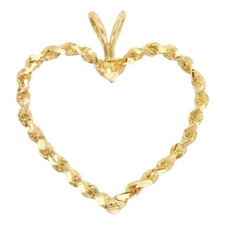 Rope Heart Shaped Pendant 10k Yellow Gold For Sale