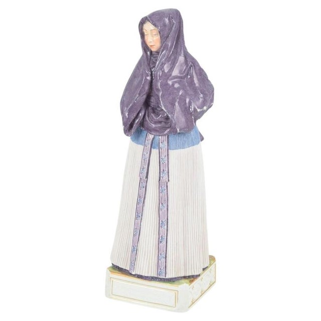 Ceramic Woman in Traditional Folk Costume Figurine in Porcelain from Royal Copenhagen For Sale - Image 7 of 7
