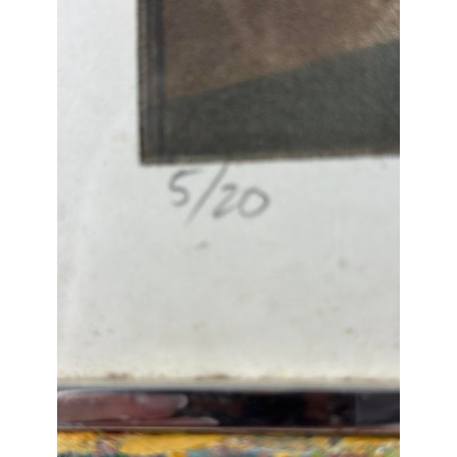 Tony Bass, Texas (1943-) "Fallen Angel" aquatint etching in color. Signed lower right, edition 5/20, framed. This is a...