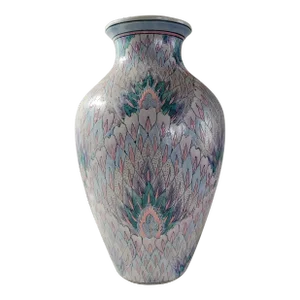 1990s Vintage Toyo Peacock Feather Glaze Porcelain Vase