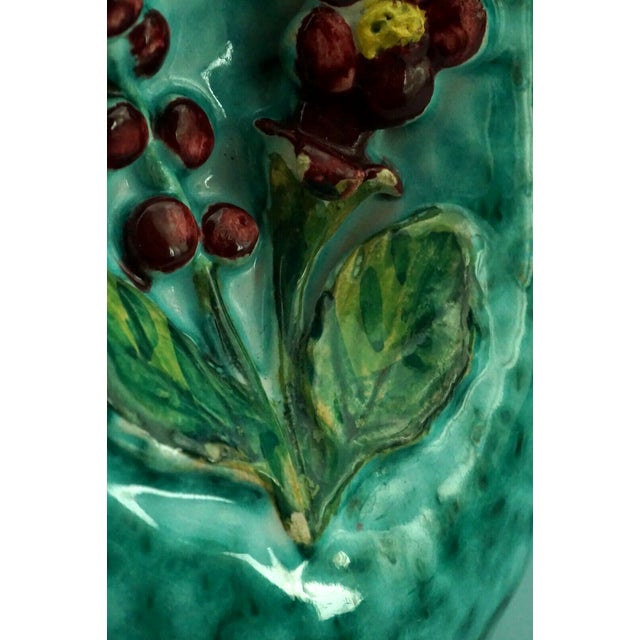 Art Deco Majolica Vase with Bas-Relief Flowers by Ugo Zaccagnini, Italy, 1930s For Sale - Image 11 of 18