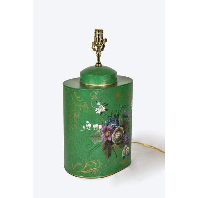 A Pair Vintage English Export Chinoiserie Style Tea Caddy Lamp For Sale - Image 10 of 11