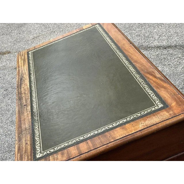 Victorian Mahogany Pedestal Desk with Green Top For Sale - Image 9 of 13