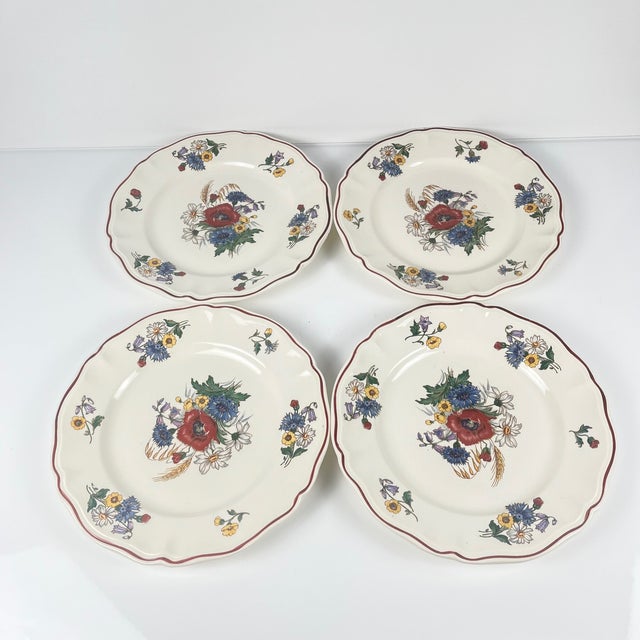 Antique Agreste Dinner Plates from Sarreguemines, 1890s, Set of 4 For Sale - Image 3 of 12