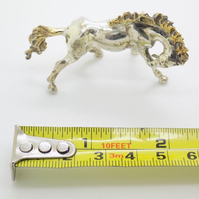 Vintage Italian Handmade Genuine Silver Partially Gilded Horse Figurine Miniature Sculpture For Sale - Image 10 of 10