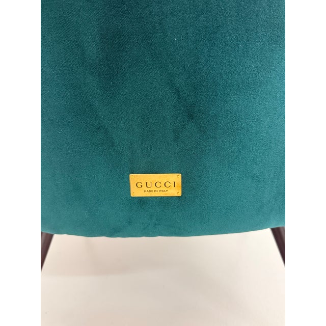 2010s Contemporary Gucci Velvet Shell Armchairs With Embroidered Floral Seats - Pair For Sale - Image 5 of 7