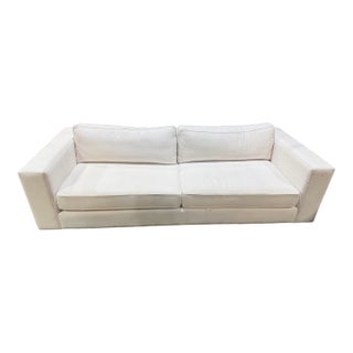 Restoration Hardware White Fabric Sofa For Sale