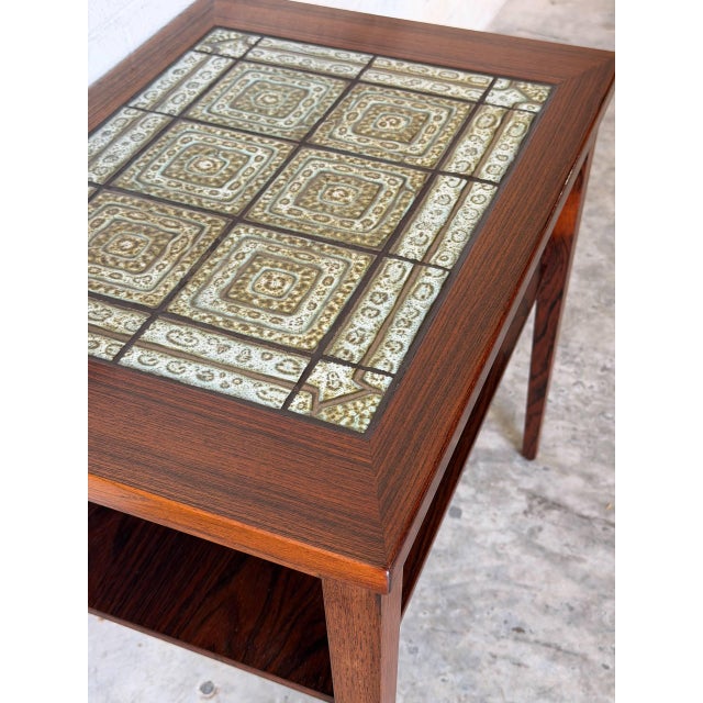 Rectangular Rosewood Ceramic Tile-Top Coffee Table With Lower Shelf Mid-Century Modern 1970s For Sale - Image 4 of 11