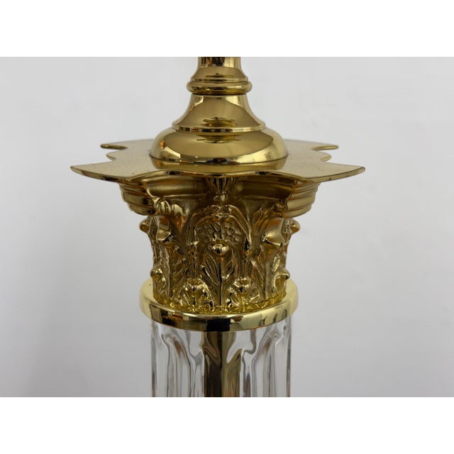 Remington Lamp Crystal Corinthian Column Table Lamps, Pair For Sale - Image 9 of 12