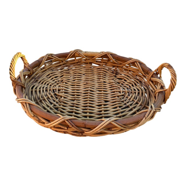 Vintage Bent Bamboo/Rattan Serving Tray For Sale