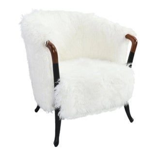 White Faux Fur Arm Chair For Sale
