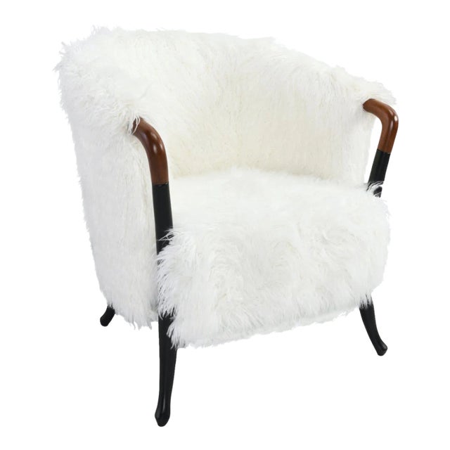 White Faux Fur Arm Chair For Sale