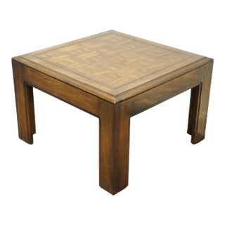 Lane Furniture Oak Rustic Americana 30" Square Accent End Table W. Parquetry Top For Sale