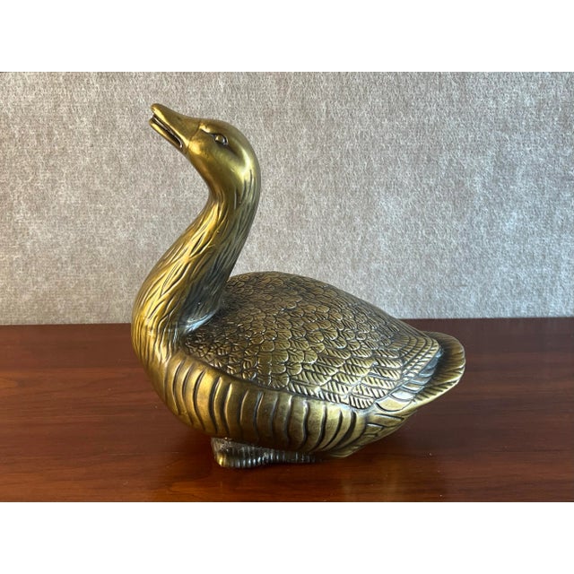 Vintage Colonial Williamsburg Style Lacquered Brass Goose For Sale - Image 10 of 12