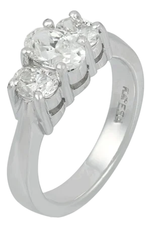 Vintage 1.40 Carat Oval Cut Diamond Platinum 3 Stone Ring, Size 6.75
