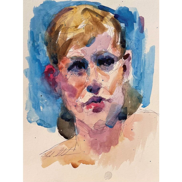Untitled 7 by Clyde Steadman | Watercolor on paper portrait of a young person For Sale