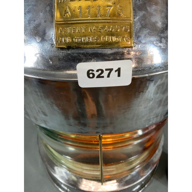 Silver Ship's Trawling Lantern with Red and Blue Filters by Meteorite "A-11175" For Sale - Image 8 of 8