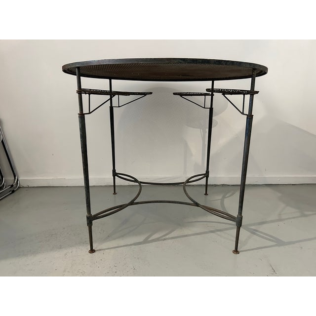 1950s 1950s Mario Papperzini for Salterini Garden Dining Table With Drink Holders Italy Rare! Attributed For Sale - Image 5 of 13