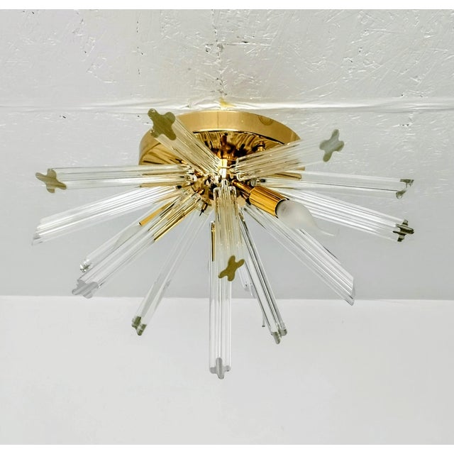 1990s Vintage Italian Murano Style Starbust Flush Mount Chandelier For Sale - Image 5 of 12
