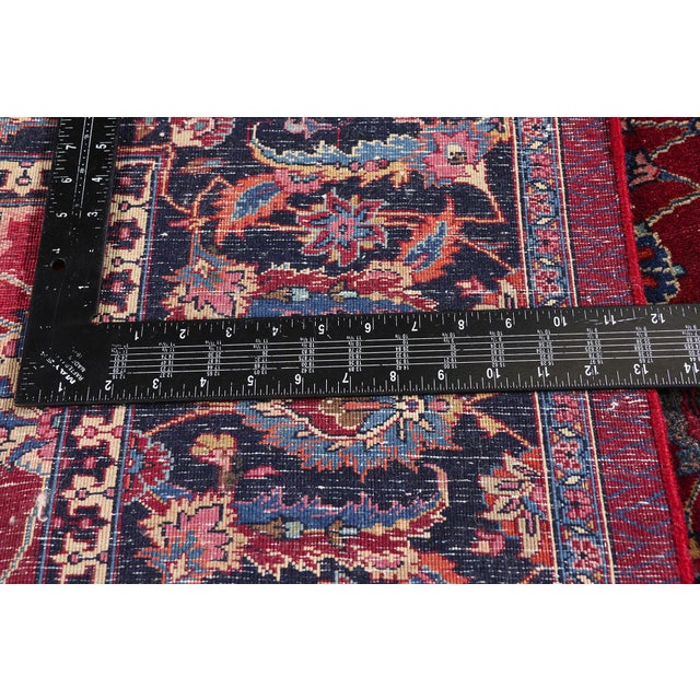 Burgundy Signed Antique Persian Mashhad Rug, 04'11 X 10'11 For Sale - Image 8 of 11
