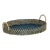 Navy Blue Round Rattan Tray, Small For Sale