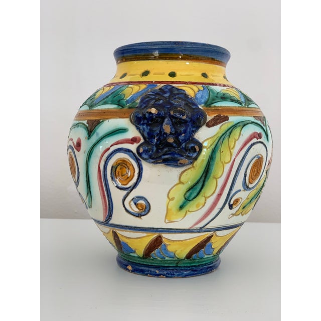 Italian Terra Cotta Majolica Vase For Sale - Image 4 of 12
