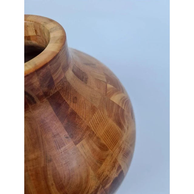 Brown Scandinavian Modern Wooden Pine Urn, Sweden, 1970s For Sale - Image 8 of 11