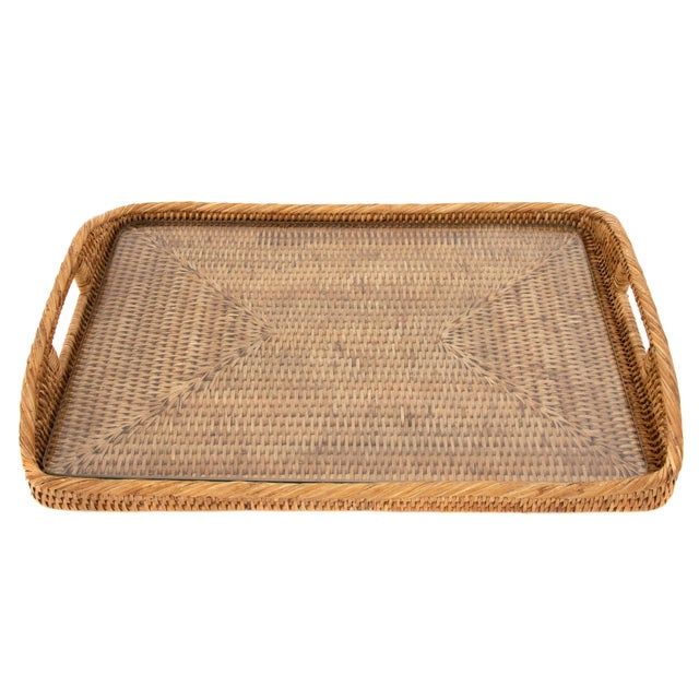 Our rectangular rattan serving and ottoman trays with glass inserts will instantly add a gorgeous touch to any room of...