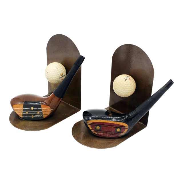 Pair of Vintage Golf Themed Bookends For Sale