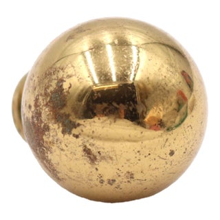 Reclaimed 1.125 In. Polished Brass Ball Cabinet Drawer Knob For Sale