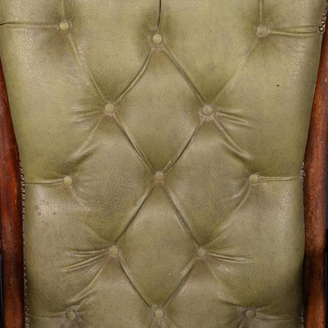 Antique English Mahogany Reclining Armchair with Green Leather Upholstery, 19th Century For Sale - Image 17 of 18