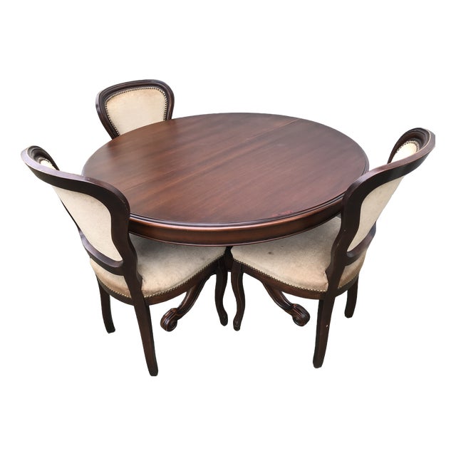 Round Oval Extendable Table with Chairs, 1970s, Set of 4 For Sale