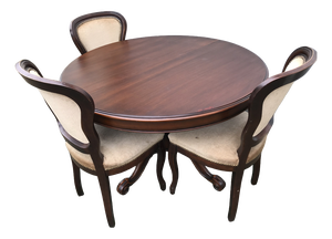 Round Oval Extendable Table with Chairs, 1970s, Set of 4