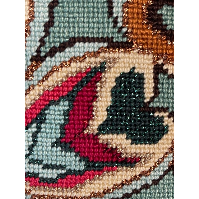 Shabby Chic Vintage Handmade Needlepoint Pillow For Sale - Image 3 of 4