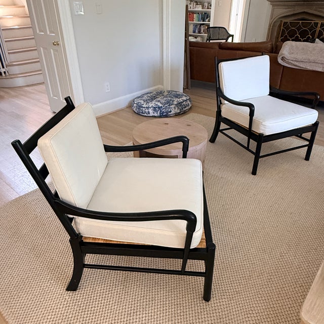 2020s Pair of Large Scale Ladder Back Chairs With Woven Seats For Sale - Image 5 of 11