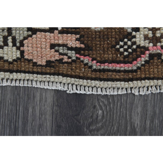 1970s Vintage Handmade Wool Cotton Brown Area Rug For Sale - Image 4 of 11