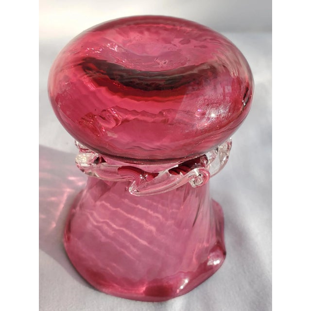 1980s Pilgrim Cranberry Glass Bud Vase With Crystal Collar For Sale In Nashville - Image 6 of 12