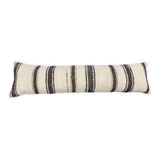 Turkish Hemp Pillow Cushion Natural Beige Black Cushion Cover 12"x46" For Sale