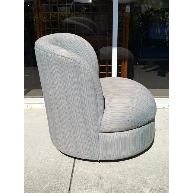 1980s Postmodern Chair With a Matching Crescent-Shaped Ottoman From 80's For Sale - Image 5 of 8