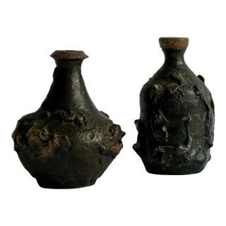 Pair of Hand-Formed Brutalist Vessels For Sale