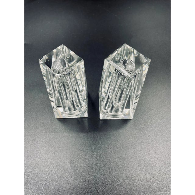 Vintage Saks Fifth Avenue Modernist Crystal Salt & Pepper Set- a Pair For Sale - Image 4 of 12