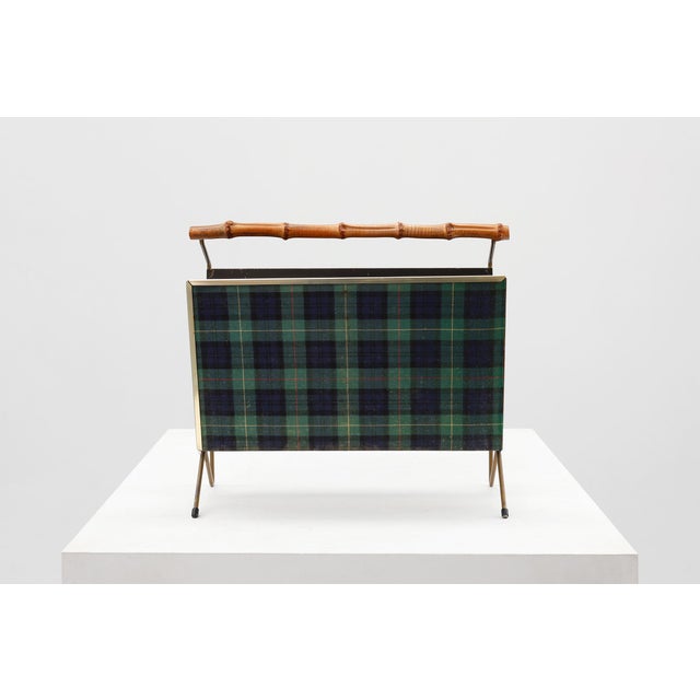 Mid-Century Modern Mid-Century Modern Magazine Holder with Bamboo Handle, Belgium, 1960s For Sale - Image 3 of 11
