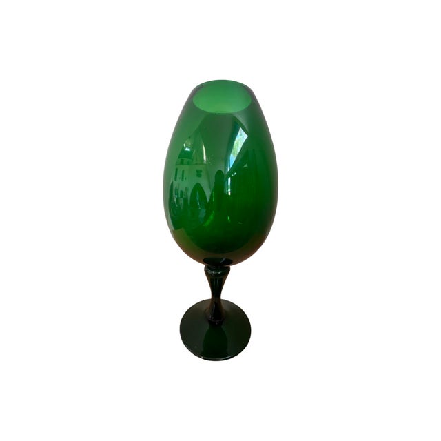 Empoli Vintage Green Giant Empoli Glass Snifter Goblet Carafe, Italy 1960s For Sale - Image 4 of 5