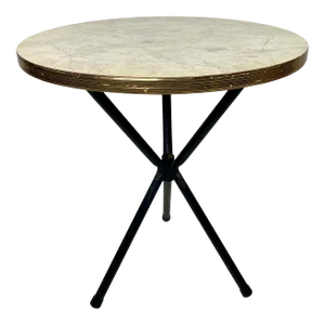 Mid-Century Faux Marble Top Side Table