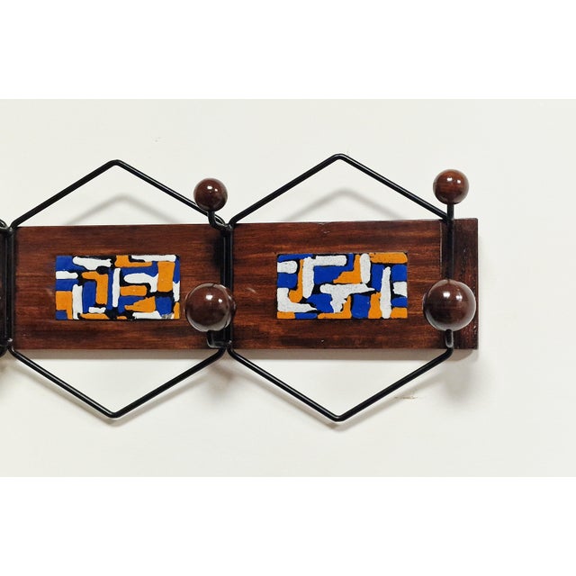 Brown Mid-Century Modern Wall Coat Rack, 1950s For Sale - Image 8 of 10