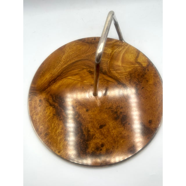 Mid-Century Italian Silverplate and Faux-Bois Serving Tray, For Sale - Image 14 of 15