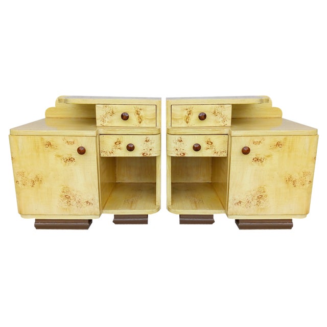 Art Deco Bedside Tables by Jindřich Halabala, Set of 2 For Sale