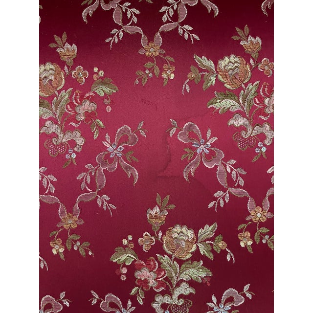 Mid 20th Century 3-Piece Victorian Rococo Revival Style Parlor Suite — Carved Cream & Gold Frames, Burgundy Brocade For Sale - Image 17 of 18