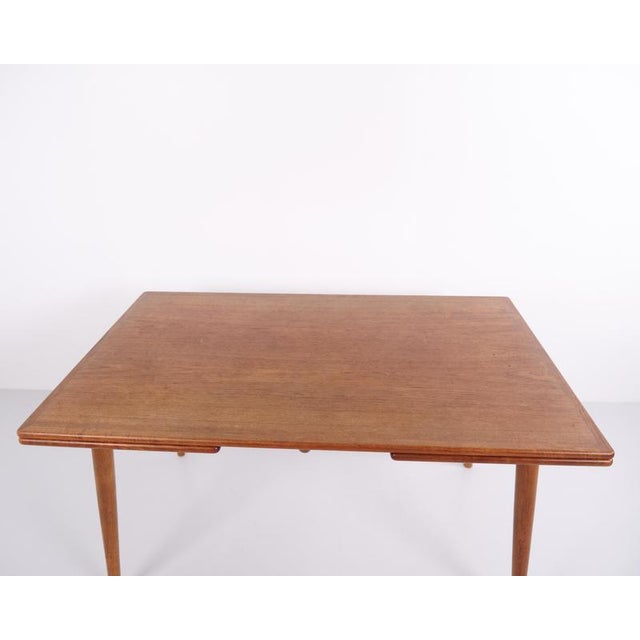 Andreas Tuck Teak and Oak Dining Table with Extensions by Hans J. Wegner for Andreas Tuck, Denmark, 1960s For Sale - Image 4 of 11
