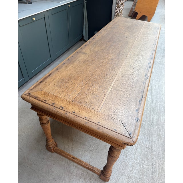 Antique Farmhouse Table with Turned Oak Legs, 1890s For Sale - Image 10 of 13